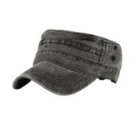 Whyzsjnclg Men Cadet Hat Vintage Low Profile Flat Top Adjustable Distressed Cap Hat Dark Grey Vintage Cadet caps