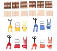 Whyzsjnclg Mini Forklift, Small Construction Toys for Kids, Realistic Traffic Simulation Playset with Hand Trolley and Pallet Jacks for Desk Decor, Toy Forklift