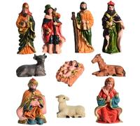 Whyzsjnclg Nativity Scene, Nativity Figures 10PCS/Set Resin Set with Baby Jesus and Animals, Realistic Scene, Christmas Decorations for Home Kitchen