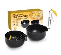 Whyzsjnclg Poached Egg Cooker, 2PCS Stainless Steel Egg Poacher, Anti-Scalding Poached Egg Cooker with Folding Handle, Non-stick Egg Poaching Pan for Perfect Poached Eggs, Egg Poaching Pan
