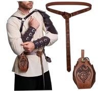 Whyzsjnclg Renaissance Belt, Medieval Belt 2PCS/Set Adjustable Leather Renaissance with Pouch Vintage Medieval Accessories for Halloween Cosplay