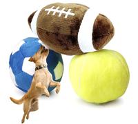 Whyzsjnclg Soccer Ball For Dogs, Interactive Dog Toys Ball, 3pcs Fluffy Squeak Dog Toys, Soccer, Football and Tennis Balls for Small and Medium Plush, Birthday, Toy