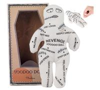 Whyzsjnclg Voodoo Dolls 8.5x5.1 Inch White Polyester for Emotional Release, Creepy Doll Revenge Negative Horror Dolls with Uneasy Printings