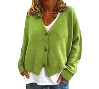 WHZXYDN and Winter Fashion Casual Loose Sweater Knitted Cardigan Apple Green