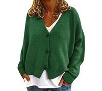 WHZXYDN and Winter Fashion Casual Loose Sweater Knitted Cardigan Dark Green