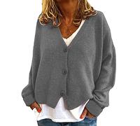 WHZXYDN and Winter Fashion Casual Loose Sweater Knitted Cardigan Grey