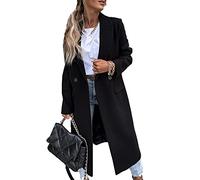 WHZXYDN Autumn and Winter Long Suit Collar Woolen Coat Coat Women Thick and Warm Black