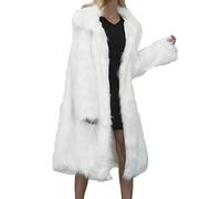 WHZXYDN Fashion Square Collar Long Faux Fur Women's Jacket Women Autumn and Winter Long Coat Jacket Women White