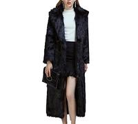 WHZXYDN Fur Faux Fur Fox Fur Super Long Suit Collar Fur Coat Black