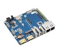 Wi-Fi 6 Dual ETH Carrier Board for Raspberry Pi Compute Module 4 CM4, Onboard M.2 E KEY Slot Support Access to WIFI Module, 1× Gigabit Ethernet Connector, 1× 100M Ethernet Connector