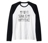 Wi-Fi Signal Remote Work Gamer Geek Humor Lazy Nerd Raglan Baseball Tee