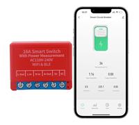 Wi-Fi Smart Relay Switch, Smart Light Switch, WiFi Timer, 16A Wi-Fi Switch DIY Module, Smart Switch with Power Metering, Compatible with Alexa and Google Home, Tuya, AC110V-240V