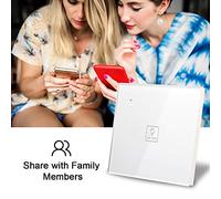 Wi-Fi Smart Wall Switch Glass Panel Voice Control Compatible with Alexa APP Timing Function Smart Socket White (4 Gang) for Home Office Hotel Factory (1 gang)