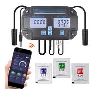 Wi-Fi Water Quality Tester 6-in-1 pH Monitor Measure pH/EC/TDS/Salinity/Specific Gravity and Temp 24Hrs Online APP Monitoring and Data Curve Records, Wall Mounted pH Meter for Hydroponics Aquariums