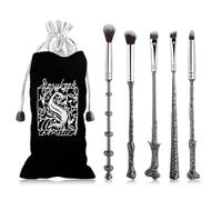 Wi-zard Wand Makeup Brushes Set, Potter Make Up Brush Set for Women Girls 5pcS，Best Harry Gifts for kids(Silver)