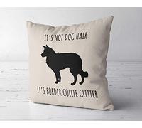 Wi33bbon Border Collie Glitter Pillow Case - 18x18 Inch, Glam Animal Print, Home Decor Gift