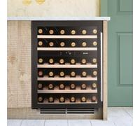 WI6134 Dual Zone 60cm Undercounter Wine Cooler - Black, 46 Bottle Capacity, LED Display, UV-Protected Glass Door, Low Vibration, Built-In or Freestanding, Energy Efficient