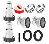 Wi8parts Pool Hose Adapter Set of 4 Adapters A & B for Intex Pool, Hose Adapter for Pump with Connection Diameter 32 & 38 mm, Compatible with Filter Pumps 1500-4000 GPH, Hose Clamps Sealing Tape