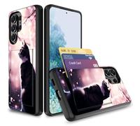 wiaekosef for Galaxy S26 Ultra Case,Wallet Case Credit Card Holder Dual Layer Hybrid Shockproof PC + TPU Case Cover for Samsung Galaxy S26 Ultra 6.9" 2026,Cat Sunshine Pink Flower