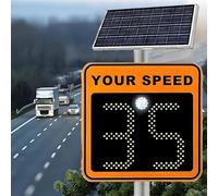 WIANQIAN Solar Powered Radar Speed Limit Sign, Traffic Feedback Warning Board, Speed Display Radar Traffic Sign, Real-Time Display, IP65 Waterproof, Microwave Radar Technology 50x70cm/20 x27-Orange
