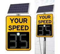 WIANQIAN Solar Powered Radar Speed Limit Sign, Traffic Feedback Warning Board, Speed Display Radar Traffic Sign, Real-Time Display, IP65 Waterproof, Microwave Radar Technology 60x90cm/24 x35-Yellow