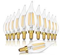 WIAONE Dimmable E12 Candelabra LED Light Bulbs 40W Equivalent, 2700K Soft Warm White Chandelier Light Bulbs, 4W 460 LM Flame Tip Candle Light Bulbs, 12-Pack