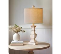 WIAONE PoKat 20.5"" Farmhouse Table Lamp, Vintage Bedside Lamps for Bedroom, Rustic Small End Table Lamps for Living Room, Traditional Nightstand Desk Lamps Distressed Washed White