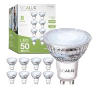 WIAONE Sigalux GU10 LED Light Bulbs, Dimmable 5000K Daylight White Natural Light, 4.5W 450LM, MR16 LED Bulb Equivalent 50W Halogen Replacement, 35 Degree Spot for Track Light Bulb, Pack of 8