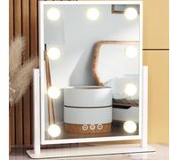 WIAONE Vanity Mirror with Lights, Lighted Makeup Mirror Hollywood Vanity Mirror with 9 Dimmable Bulbs and 3 Color Lighting Modes, Smart Touch Control, 360°Rotation