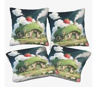 WIASVZMCI Fairy House Square Set of 4 Throw Pillow Cover Throw Pillow Covers Cases for Sofa Bedroom 40x40cm
