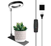 Wiaxulay Grow Lights for Indoor Plants, 48 LEDs Full Spectrum Plant Light for Indoor Plants, Height Adjustable Halo Grow Lights with Base, Auto Timer 3/9/12Hrs, 10 Brightness, Ideal for Small Plants