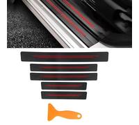 Wibatton Car Door Sill Protector Carbon Fiber Texture Car Door Protector, Rear Bumper Protector Strip Door Sill Carbon Fiber Door Sill Universal Anti-Trampling Protection Decorative Strips (Red 5 Pcs)