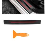Wibatton Car Rear Bumper Protector Strip Carbon Fiber Texture Car Door Protector, Car Trunk Door Sill Carbon Fiber Door Sill Universal Anti-Trampling Protection Decorative Strips (Red 1 Pcs)