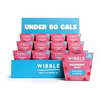 Wibble Jelly Pots, Raspberry, 12 Pack, Plant Based, 25 Cals, Low Calorie, Low Sugar, Vegan, Vegetarian, Jello