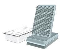WIBIMEN Mini Ice Cube Trays for Freezer with Lid, 0.55" Pebble Ice | 2 Trays-Blue, with Ice Box & Scoop. for Iced Coffee, Bottles, Juice & Everyday Drinks, Easy Twist Release, Stackable