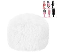 WIBOND Mic Foam Cover with Furry Windscreen Muff Windshield Compatible for Yeti, Yeti Pro, Yeti Nano, A8M, SoloCast, Razer Mini, Razer X, Razer Seiren V2 Pro and Normal ASMR USB Mics (White)