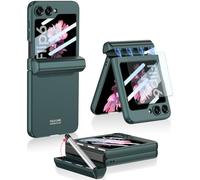 Wibrthz Case for Samsung Galaxy Z Flip 6 with S Pen, Slim Shockproof All-Inclusive PC Case with Magnetic Hinge Protection + Tempered Glass Screen Protector for Samsung Z Flip 6 (Green)
