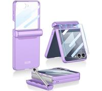 Wibrthz for Samsung Galaxy Z Flip 7 Case with S Pen,Slim PC All-Inclusive Shockproof Cover with Magnetic Hinge Protection + Tempered Glass Screen Protector for Samsung Galaxy Z Flip 7 5G (Purple)