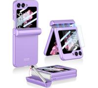 Wibrthz Samsung Galaxy Z Flip 6 Case with S Pen, Slim Shockproof All-Inclusive PC Case with Magnetic Hinge Protection + Tempered Glass Screen Protector for Samsung Z Flip 6 (Purple)