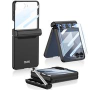 Wibrthz Samsung Galaxy Z Flip 7 Case with S Pen, Slim Shockproof All-Inclusive PC Case with Magnetic Hinge Protection + Tempered Glass Screen Protector for Samsung Z Flip 7 (Black)