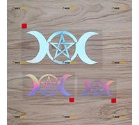 Wicca Pagan Witch Triple Moon Vinyl Decal Sticker - 3 Pack Holographic Iridescent, 7.6cm, 10.2cm, 15.2cm - Die Cut No Background 05151