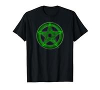 Wicca Pentacle Pagan Symbol Green Mortal Designs T-Shirt, Men, Black, Small