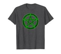 Wicca Pentacle Pagan Symbol Green Mortal Designs T-Shirt, Men, Dark Heather Grey, Medium