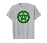 Wicca Pentacle Pagan Symbol Green Mortal Designs T-Shirt, Men, Heather Grey, 4X-Large