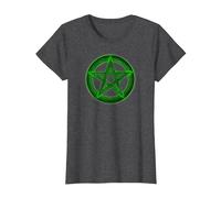Wicca Pentacle Pagan Symbol Green Mortal Designs T-Shirt, Women, Dark Heather Grey, Large