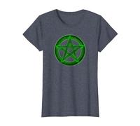 Wicca Pentacle Pagan Symbol Green Mortal Designs T-Shirt, Women, Heather Blue, XX-Large