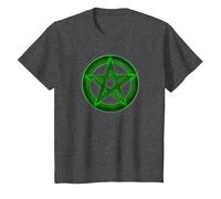 Wicca Pentacle Pagan Symbol Green Mortal Designs T-Shirt, Youth, Dark Heather Grey, 2T