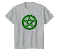 Wicca Pentacle Pagan Symbol Green Mortal Designs T-Shirt, Youth, Heather Grey, 2T