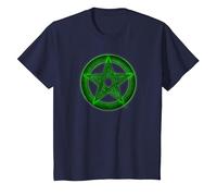 Wicca Pentacle Pagan Symbol Green Mortal Designs T-Shirt, Youth, Navy Blue, 4T