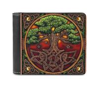 Wicca Tree Life Yule Magic Pagan Slim Wallet Bifold Wallet With ID Credit Card Holder Front Pocket Gift For Men Women